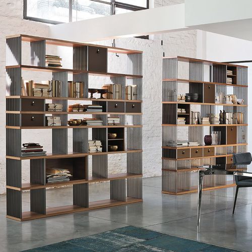 Contemporary shelf - Diesys - ALIVAR - walnut / ebony / steel