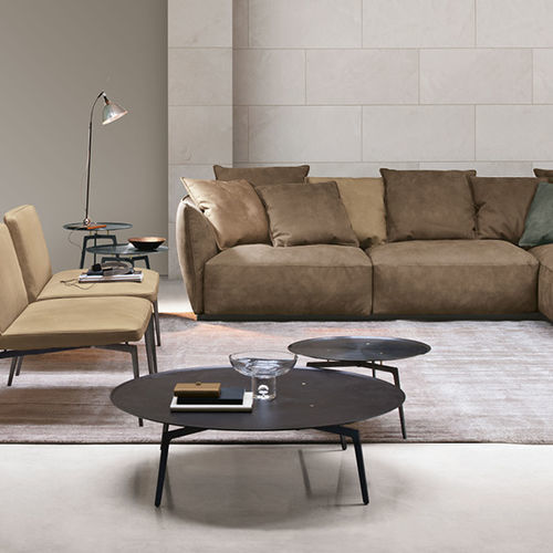 Contemporary coffee table - T-Gong - ALIVAR - stainless steel / brass / painted steel