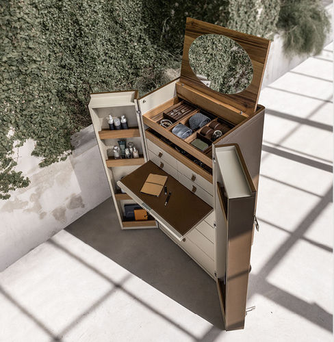 Trunk wardrobe - Bombay - ALIVAR - contemporary / walnut / leather