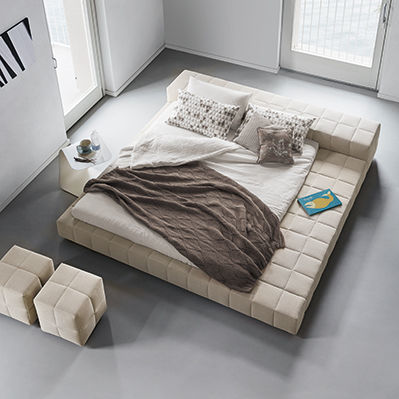 Tatami bed - SQUARING - BONALDO - double / contemporary / upholstered