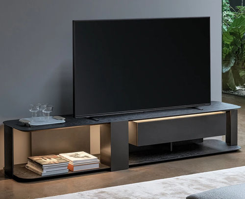 Contemporary TV cabinet - Paddle - BONALDO - lowboard / with built-in light / with drawers