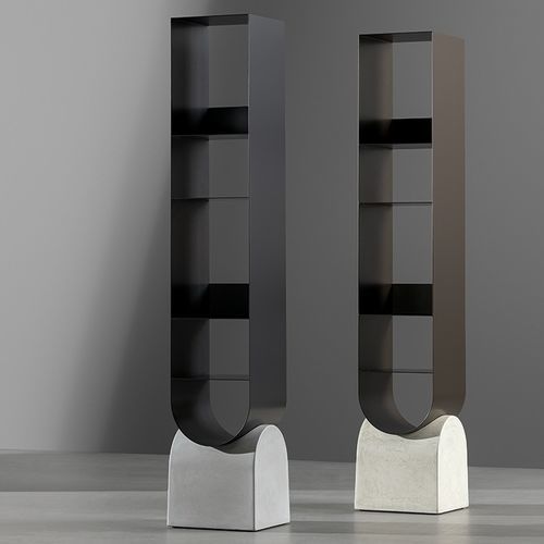 Free-standing bookcase - Vague - BONALDO - contemporary / painted metal / concrete