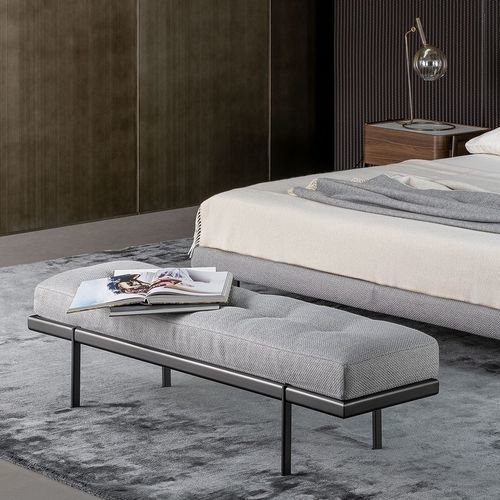 Contemporary bed bench - James  - BONALDO - painted metal / leather / fabric