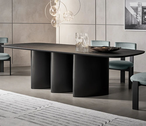 Contemporary dining table - Louver  - BONALDO - wood veneer / ceramic / marble