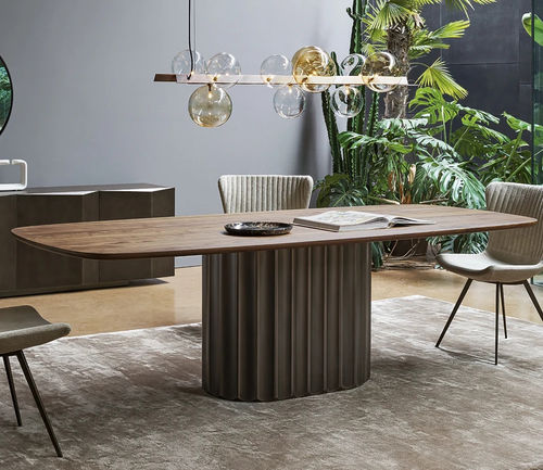 Contemporary dining table - Dorian - BONALDO - oak / walnut / wood veneer