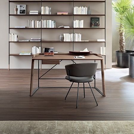 Free-standing desk - Scriba - BONALDO - contemporary / wood veneer / walnut