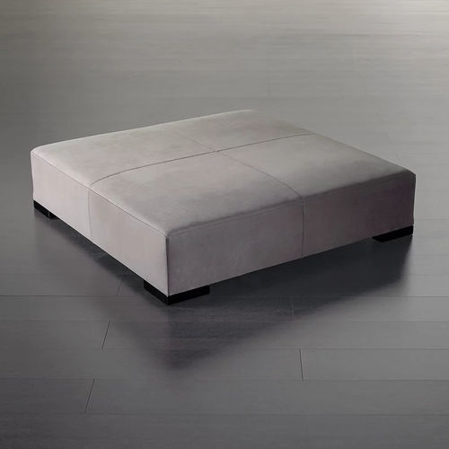 Contemporary ottoman - BRONS - MERIDIANI - leather / wooden / fabric