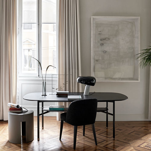 Contemporary dining table - HUBERT - MERIDIANI - oak / glossy lacquered wood / marble