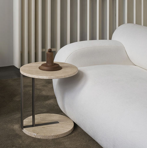 Contemporary side table - RALF - MERIDIANI - glossy lacquered wood / matte lacquered wood / marble