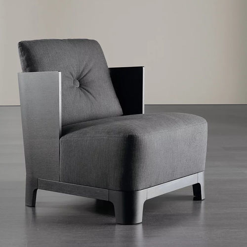Contemporary armchair - KEETON - MERIDIANI - fabric / leather / wooden