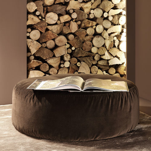 Contemporary ottoman - SCOTT - MERIDIANI - leather / fabric / round