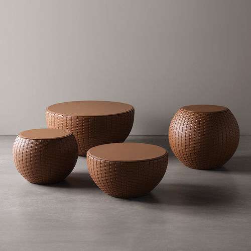 Contemporary coffee table - BONGO KUOIO - MERIDIANI - leather / leather base / polyurethane base