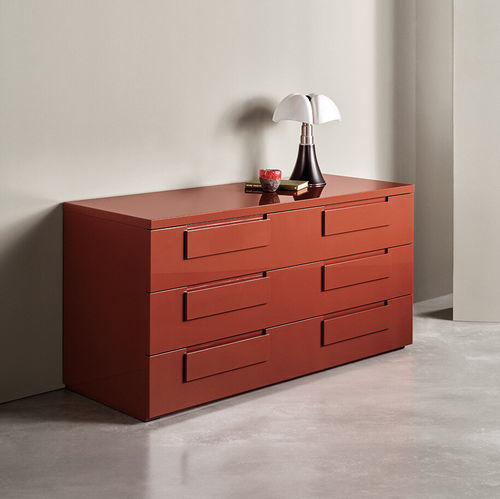 Contemporary chest of drawers - NOTE - MERIDIANI - glossy lacquered wood / oak / matte lacquered wood
