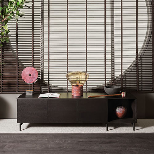 Contemporary sideboard - VERNER - MERIDIANI - metal / glossy lacquered wood / oak