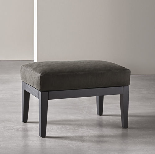 Contemporary pouf - FORREST - MERIDIANI - leather / oak / fabric