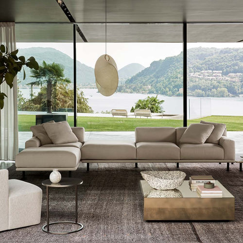 Modular sofa - TIMOTHY - MERIDIANI - contemporary / fabric / leather