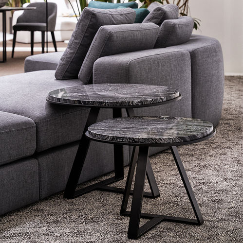Contemporary side table - JUDD - MERIDIANI - glossy lacquered wood / matte lacquered wood / marble