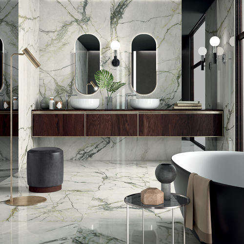 Porcelain stoneware tile - SLIMTECH SYNESTESIA : CALACATTA EMERALD - LEA CERAMICHE - matte / polished / high-gloss