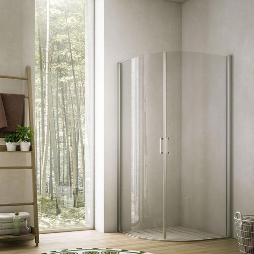 Swing shower screen - SOHO QQ - GLASS 1989 - curved / corner / tempered glass