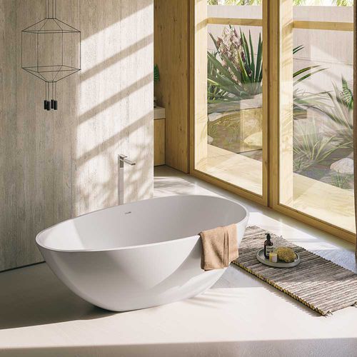 Oval bathtub - CHLOE - GLASS 1989 - free-standing / for homes / composite