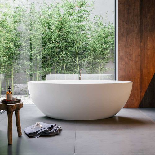 Oval bathtub - DENVER - GLASS 1989 - free-standing / for homes / composite