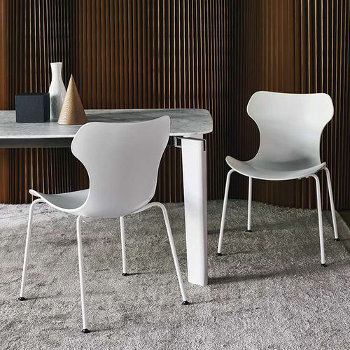 Contemporary chair - Papilio Shell - B&B Italia - indoor / fabric / solid wood base