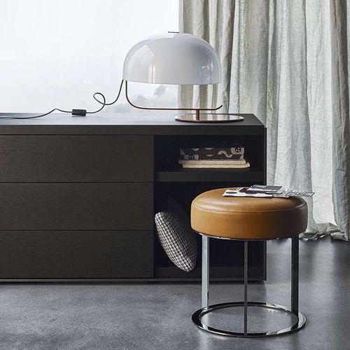 Contemporary stool - Frank - B&B Italia - leather / fabric / steel base
