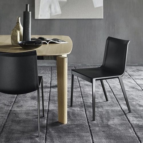 Contemporary chair - Charlotte - B&B Italia - indoor / leather / aluminum base