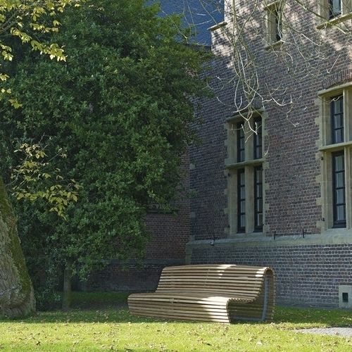 Contemporary garden bench - Titikaka - B&B Italia - teak / aluminum / with backrest