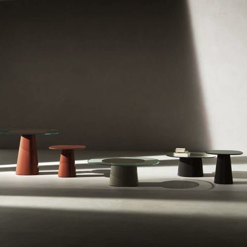 Contemporary coffee table - Allure O' Dot - B&B Italia - tempered glass / polyurethane base / central base