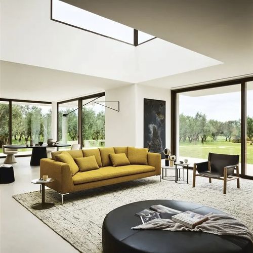 Contemporary sofa - CHARLES CARRÉ - B&B Italia - fabric / leather / cushion