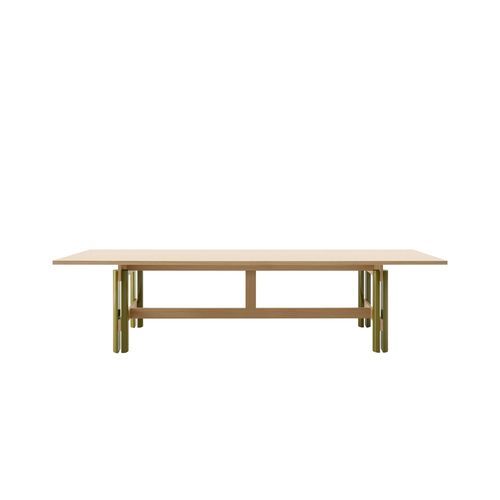 Modern table - Abaco - B&B Italia - smoked glass / wooden base / concrete base
