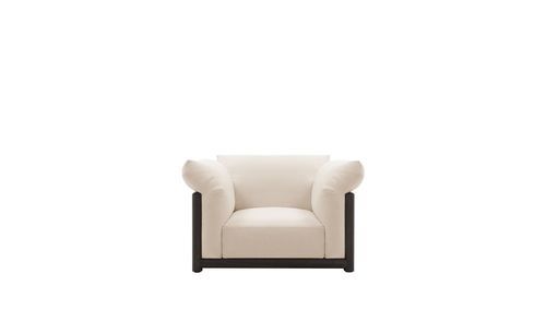 Steel armchair - Untitled - B&B Italia - leather / polyester fiber / solid wood