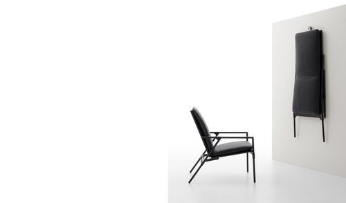 Modern armchair - Nena - B&B Italia - polyurethane foam / plywood / leather