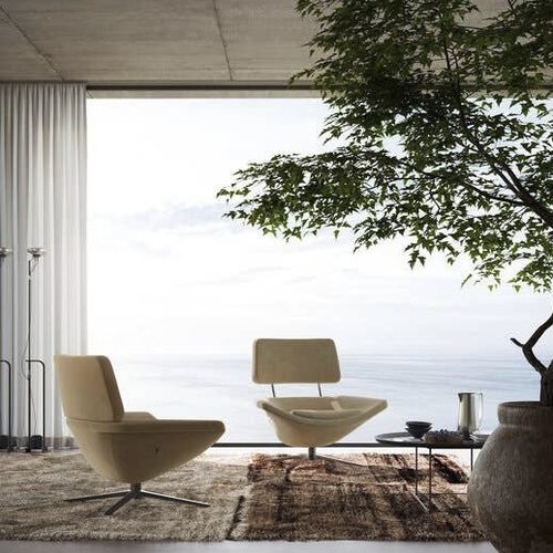 Contemporary armchair - METROPOLITAN - B&B Italia - fabric / aluminium / upholstered