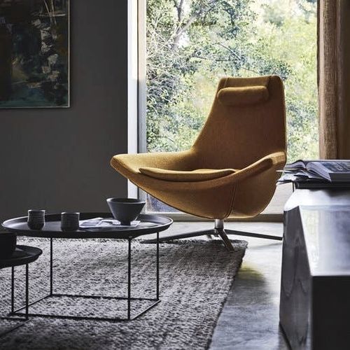 Contemporary armchair - METROPOLITAN - B&B Italia - fabric / leather / aluminum