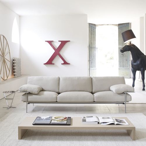 Contemporary sofa - Diesis - B&B Italia - fabric / leather / with armrests