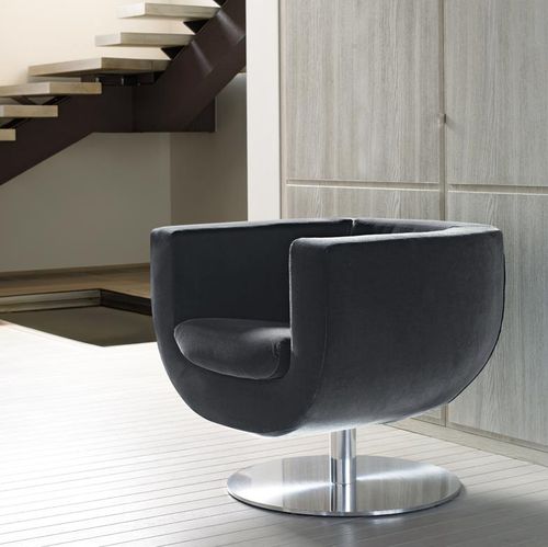 Contemporary armchair - Tulip - B&B Italia - fabric / leather / aluminum