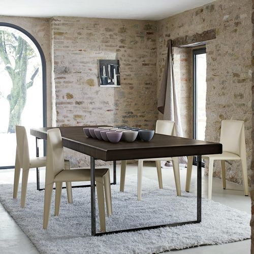 Contemporary table - ATHOS '12 - B&B Italia - wood veneer / steel base / rectangular