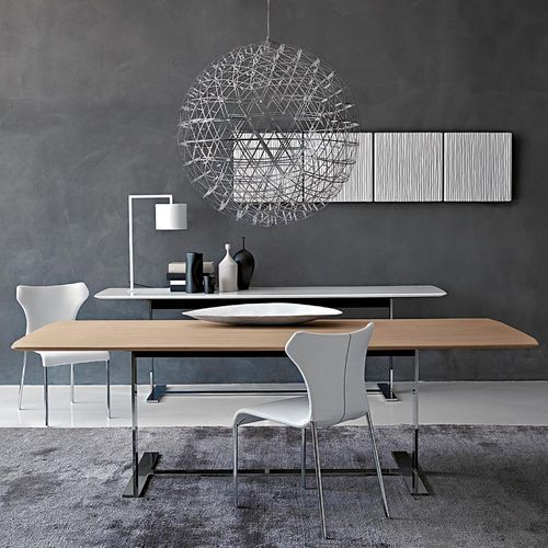 Contemporary table - Eileen - B&B Italia - MDF / wood veneer / marble