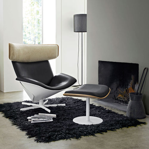 Scandinavian design armchair - Almora - B&B Italia - leather / aluminum / ABS