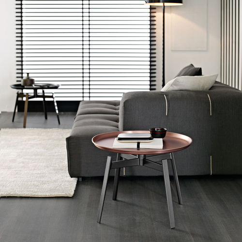 Contemporary side table - Husk - B&B Italia - painted steel / sheet steel / nickel