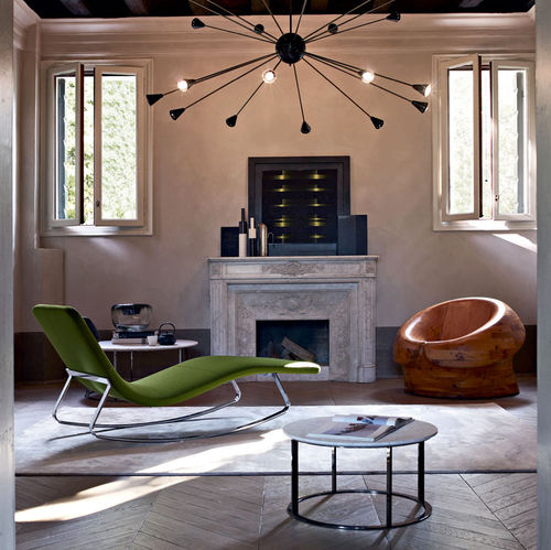 Contemporary chaise longue - Landscape - B&B Italia - fabric / leather / steel