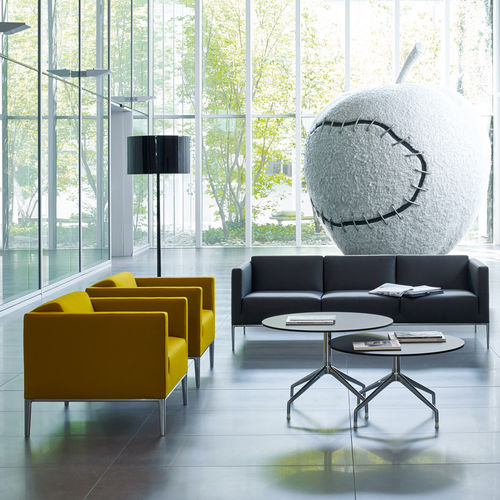 Contemporary armchair - Jean - B&B Italia - fabric / leather / steel