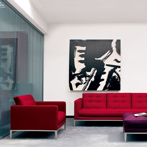 Contemporary armchair - AC LOUNGE - B&B Italia - fabric / leather / steel