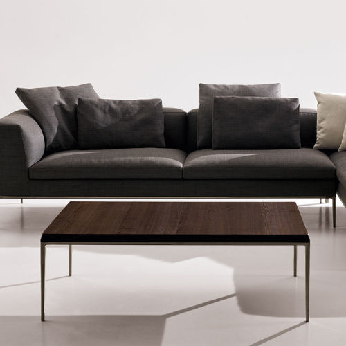 Contemporary coffee table - Michel - B&B Italia - glass / MDF / cast aluminum base