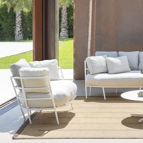 Contemporary armchair - DEHORS / 370_O - ALIAS - fabric / steel / with washable removable cover