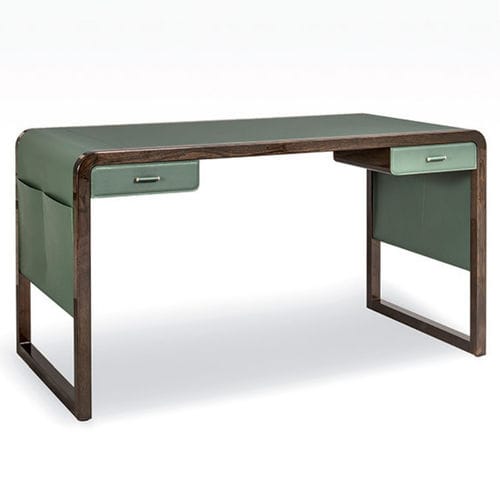 Contemporary desk - JOLIE - Giorgio Armani Casa - wooden / leather / sled base