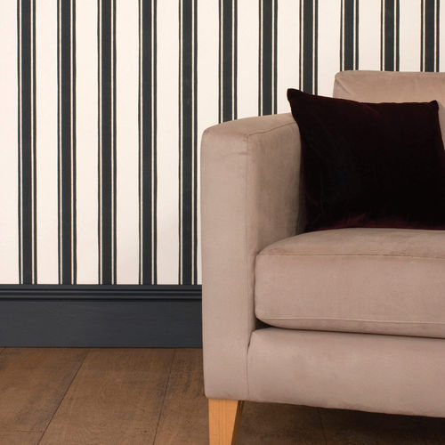 Traditional wallpaper - Block Print Stripe - Farrow & Ball - striped / fabric look / white