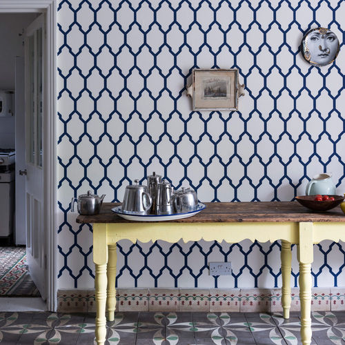 Contemporary wallpaper - TESSELLA series - Farrow & Ball - geometric / fabric look / 3D effect